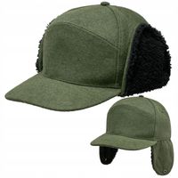 Czapka Zimowa Męska z Daszkiem Nausznikami Uszatka Brandit Lumberjack Olive