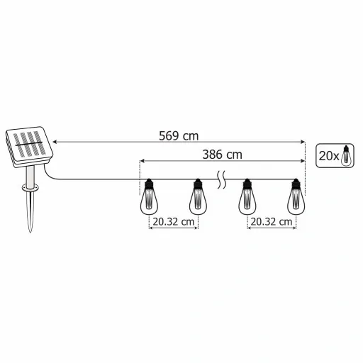 Girlanda SOLARNA OGRODOWA 20x LED ŻARÓWKI XXL zdjęcie 7