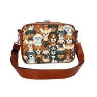 Torebka z Pieskami - Wodoodporna Torebka Prostokątna Kolor ekoskóry - Brązowy