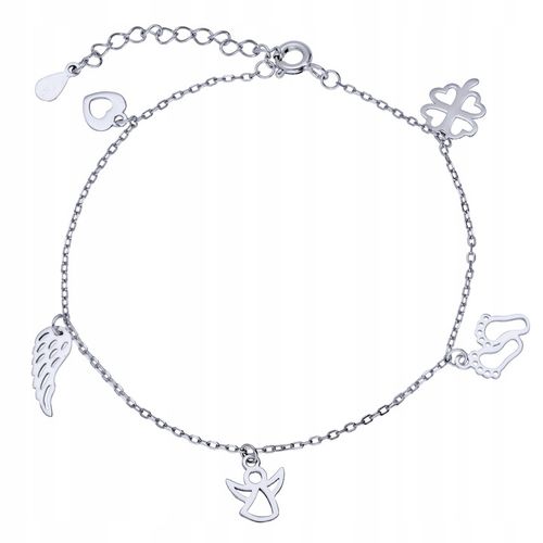 Srebrna bransoletka 925 Aniołek Koniczynka Grawer na Arena.pl