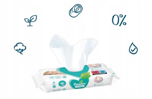 pampers chusteczki nawilżane sensitive 52 szt. - 1 op. na Arena.pl
