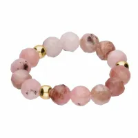 PIERŚCIONEK NA GUMCE KAMIEŃ NATURALNY RÓŻOWY TURMALIN STRES NAPIĘCIE PANIKA