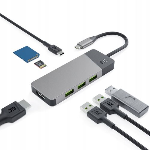 HUB USB-C 7w1 GC Connect PD 85W ADAPTER 3x USB 3.1, HDMI 4K, USB C, SD, TF na Arena.pl