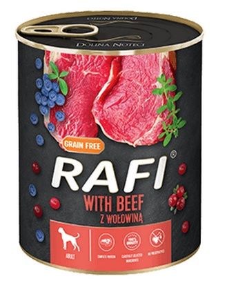 Pełnoporcjowa karma z witaminami dla dorosłych psów - Rafi Wołowina 800g na Arena.pl