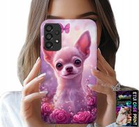 ETUI DO SAMSUNG GALAXY A23 5G - SŁODKA CHIHUAHUA NA RÓŻOWYM TLE KWIATAMI
