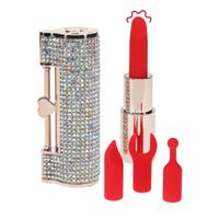 Diamond - Lipstick Vibrator With 4 Attachments - Iridescent