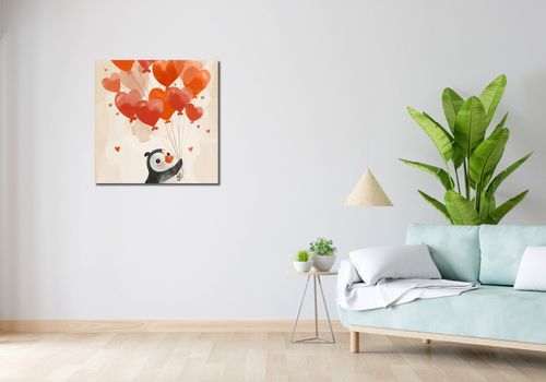 Obraz 70x70cm Pingwinek z Balonami na Arena.pl