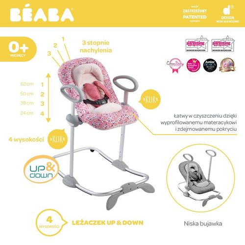 Beaba "Bouncer Up&Down III" Leżaczek pink na Arena.pl
