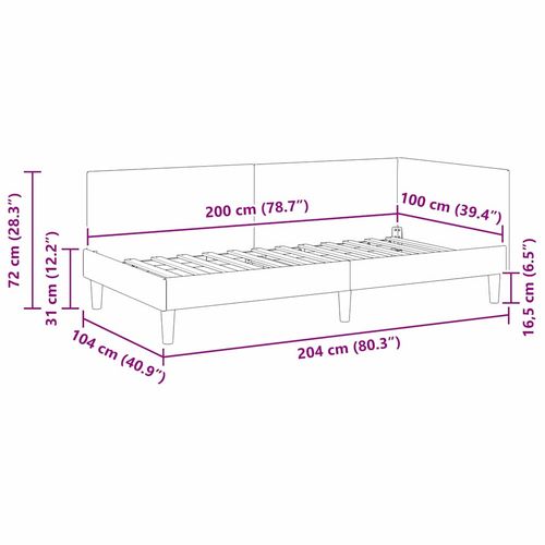 Rama łóżka narożnego Z zagłówkiem Ciemnoszary 100 cm x 200 cm na Arena.pl