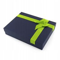 Pudełko PREZENTOWE granatowe kokarda XL 37x27,5x8