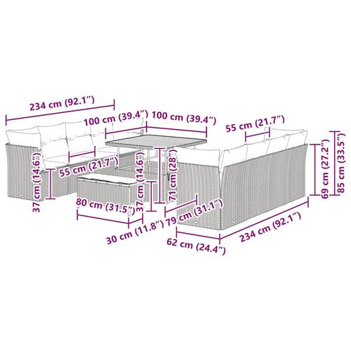 Zestaw Sof na Ogród 11 pcs Czarny polirattan na Arena.pl