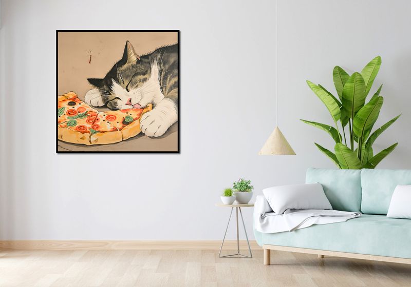 Plakat 100x100cm Pizza Dla Kota zdjęcie 4