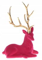RENIFER WELUROWY FIGURKA ELEGANCKI RÓŻOWY NA PREZENT CHOINKĘ