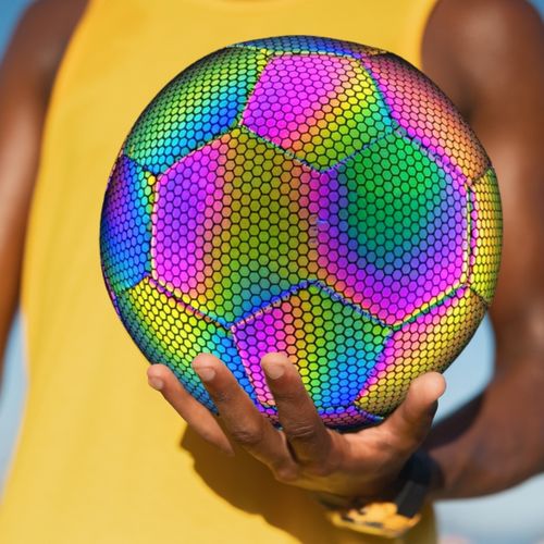 Piłka nożna odblaskowa świecąca lumi do nogi rozmiar 5 holograficzna na Arena.pl