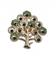 Piękna broszka wysadzana lśniącymi zielonymi cyrkoniami drzewko 2,5cm