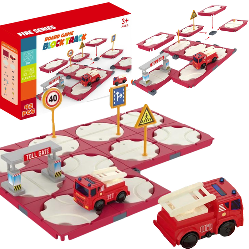 Zestaw Labirynt Drogowy Budowanie Trasy Pojazd Strażacki Znaki Drogowe na Arena.pl