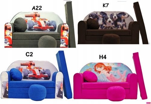 KANAPA SOFA rozkładana dla dzieci łózko poduszka materac piankowa na Arena.pl