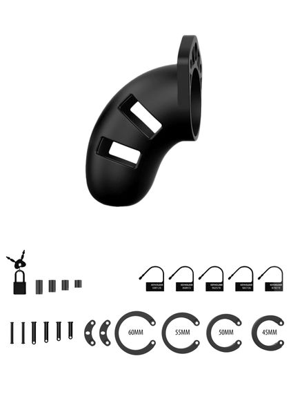 Model 20 - Chastity - 3.5"""" - Silicone Cock Cage - Black zdjęcie 4