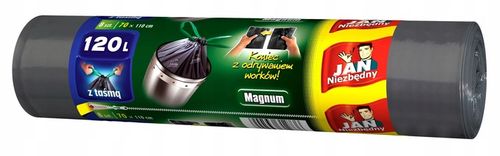 WORKI NA ŚMIECI 120L JAN NIEZBĘDNY MAGNUM FLEX & STRONG Z TAŚMĄ 40SZT MOCNE na Arena.pl