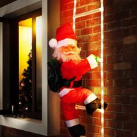 Święty Mikołaj XL na drabinie duży LED Timer dekoracja świąteczna