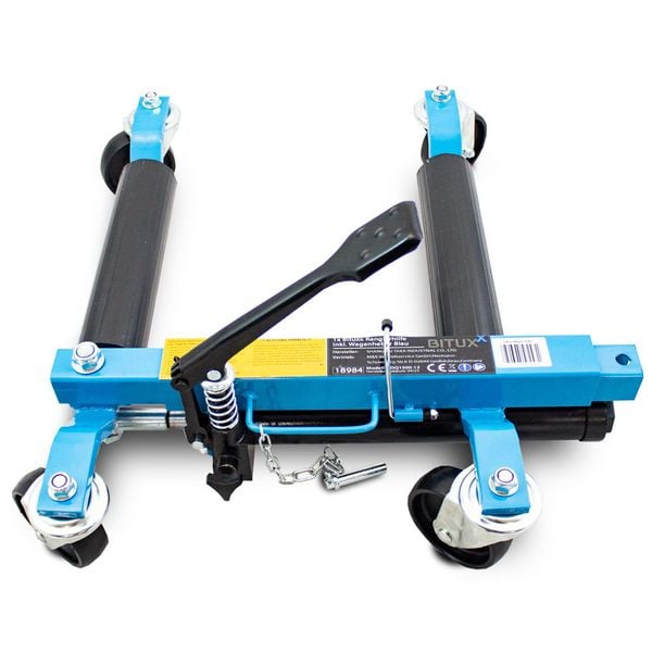 Wózek manewrowy hydrauliczny pod koła 4 sztuki niebieski zdjęcie 7