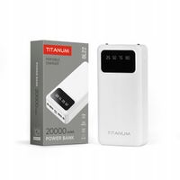 2 x Powerbank do telefonu pojemny Titanum 20000mAh biały USB USB-C 2.1A 5V