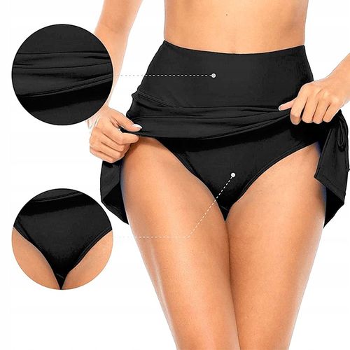 SPÓDNICZKA STRÓJ KĄPIELOWY KOSTIUM WYSOKI STAN MODELUJĄCY DAMSKI CZARNY M 3 na Arena.pl