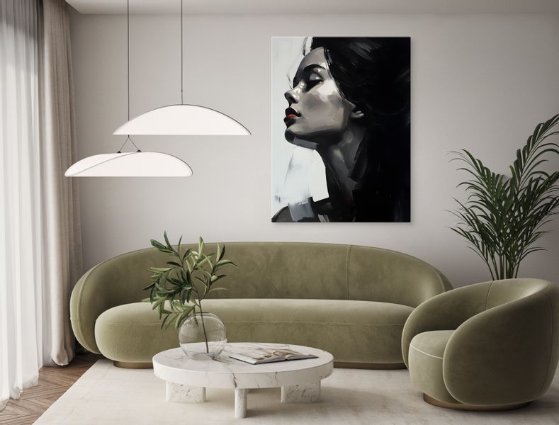 Obraz Na Ścianę Kobiecy PORTRET Abstrakcja Czerwone Usta 70cm x 100cm zdjęcie 8