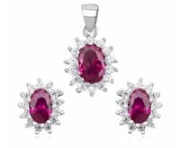 RODOWANY SREBRNY KOMPLET MARKIZA RUBIN CYRKONIE