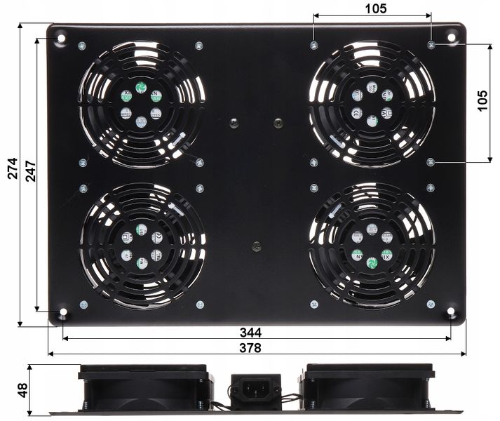 PANEL WENTYLATORÓW A19-4W DO SZAFY RACK zdjęcie 3