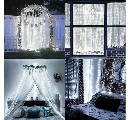 KURTYNA ŚWIETLNA kurtyna LED 2x2 m 200 LED USB pilot+ haczyki BIAŁY ZIMNY na Arena.pl