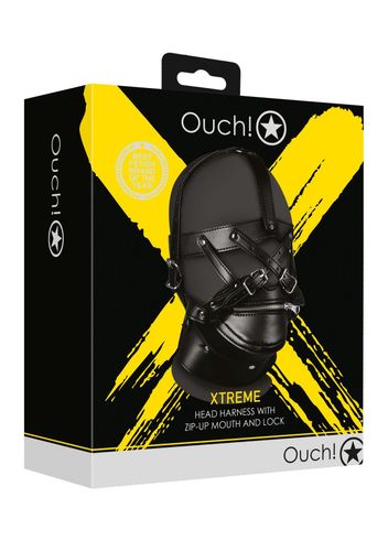 head harness with zip up mouth and lock   black na Arena.pl