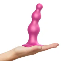 strap-on-me beads plug metallic raspberry pink l silikonowy 14,8 cm