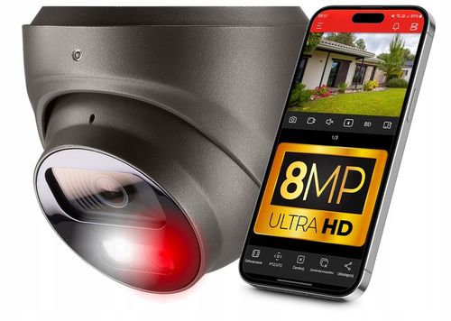 Kamera IP do Monitoringu PoE 8MPx 4K ULTRA HD SZARA 2.8mm + AUDIO, IP67 na Arena.pl