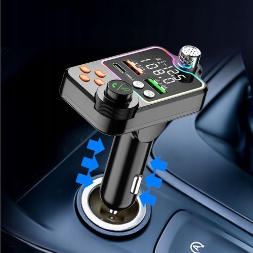 TRANSMITER BLUETOOTH SAMOCHODOWY BT 5.0 ŁADOWANIE QC 3x USB RGB AUDIO FM na Arena.pl