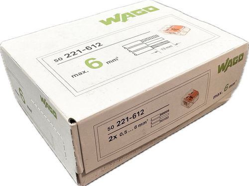 Wago złączka uniwersalna Compact do przewodów jednodrutowych wielodrutowych 2x 0,5 - 6 mm2 221-612 50 szt na Arena.pl