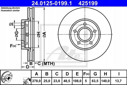 TARCZA HAM PRZOD 278X25 V ATE na Arena.pl