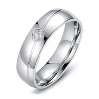 PIERŚCIONEK OBRĄCZKA SREBRNA STAL Z KRYSZTAŁEM 29