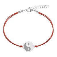 Bransoletka Sznurkowa Celebrytka Koło Kółka Yin i Yang Filozofia Chińska Srebro 925