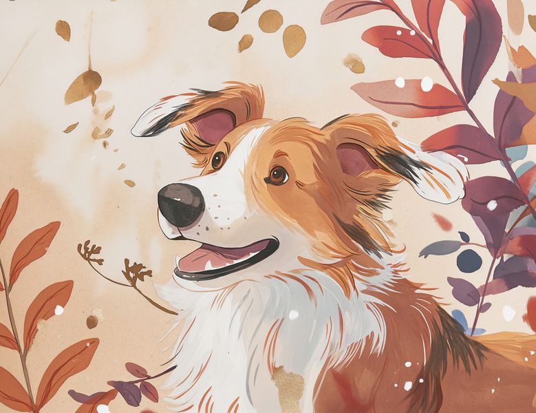 Plakat 65x50cm Collie Jesienną Porą zdjęcie 1