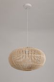 Dekoracyjna lampa Wisząca BONTI bambusowa Naturalny klosz Biały zwis 1xE27