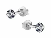 SREBRNE kolczyki BIAŁA CYRKONIA okrągła 2mm SZTYFT