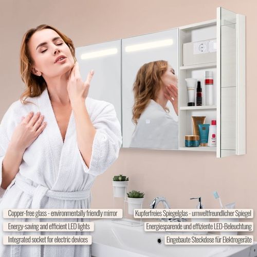 MIADOMODO Szafka z lustrem i oświetleniem LED, 90 x 65 cm na Arena.pl