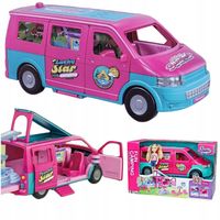 2X Kamper Domek Dla Lalek 2w1 Food Truck Lodziarnia + Lalka i 15 Akcesoriów