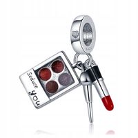 Zawieszka SREBRO 925 Charms Koralik Makijaż Szminka Pędzle