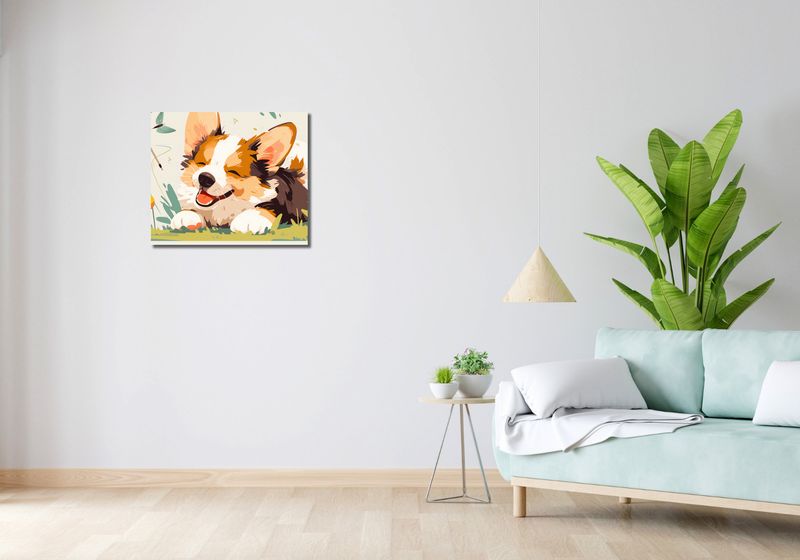 Obraz 60x50cm Beztroski Corgi zdjęcie 2