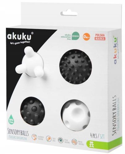 AKUKU Piłeczki SENSORYCZNE KONTRASTOWE CZARNO BIAŁE piłki SENSORKY od 0m+ na Arena.pl