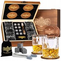 ZESTAW WHISKY DLA MĘŻCZYZN SZKLANKI DO PICIA WHISKY KAMIENIE ETUI PREZENT