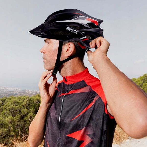 KASK ROWEROWY REGULOWANY 57-62 UNIWERSLANY Z WENTYLACJĄ DASZKIEM LAMPKĄ zdjęcie 6