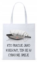 Dla Księgowej Księgowego Torba Eco Biała Shopper Z Nadrukiem Ze Zdjęciem